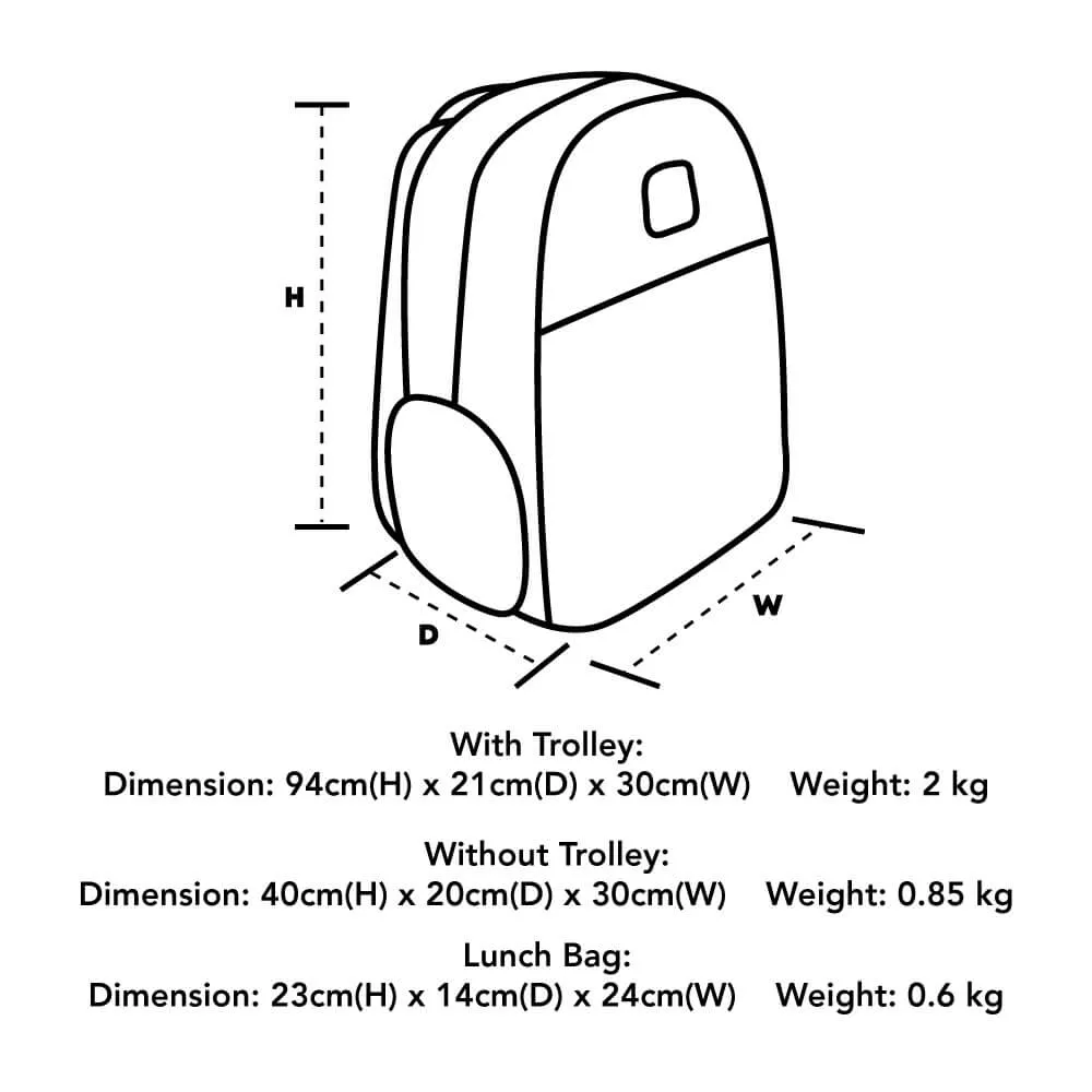 SWAN Doodle Set Trolley School Bag With Lunch Bag (XXL)