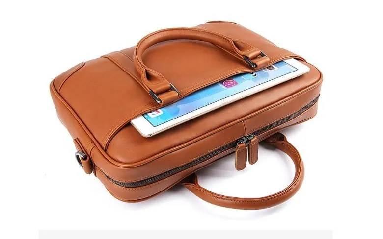 Tan Saddle Leather Laptop Bag