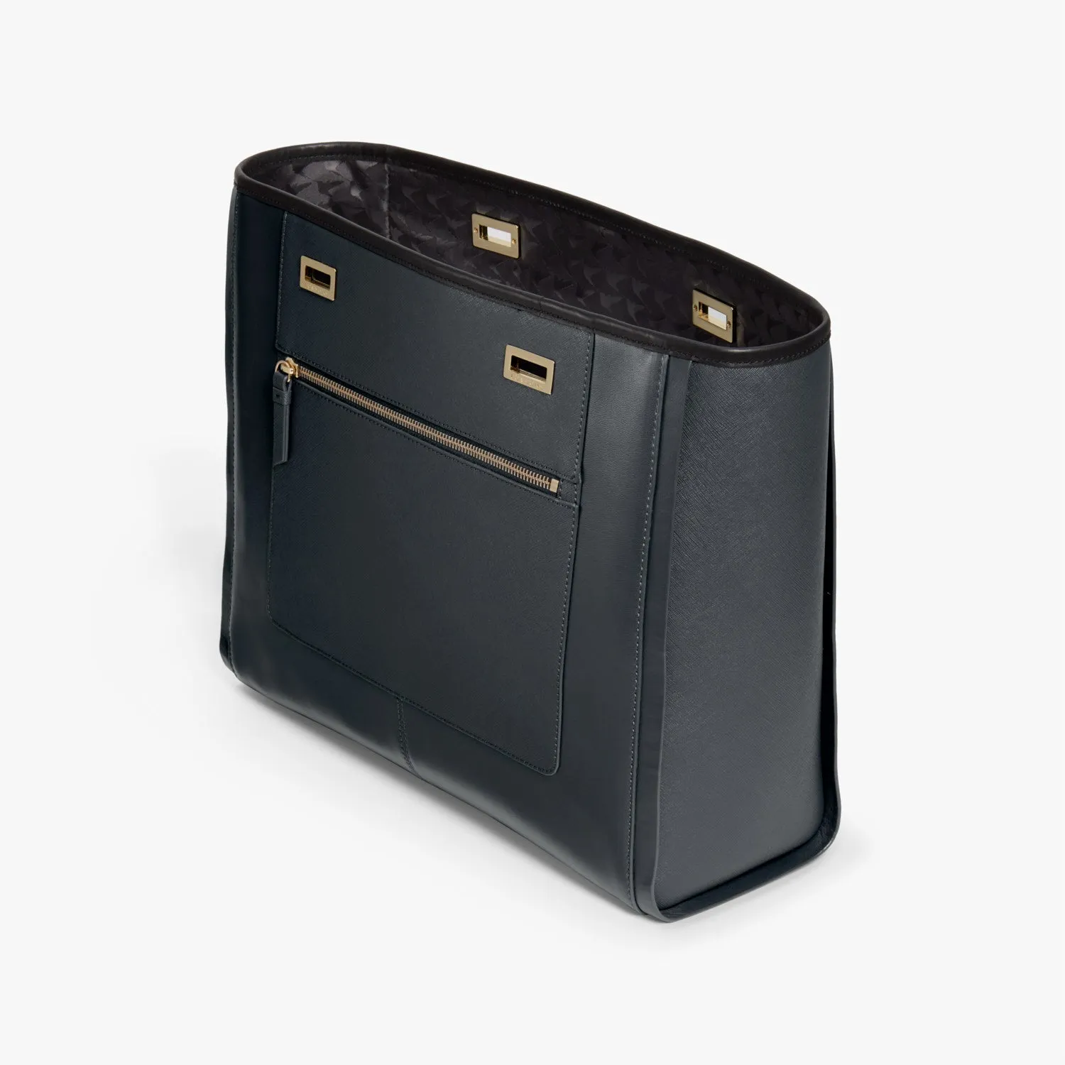 The Seville Prima Shell - Nappa & Saffiano Leather - Dark Grey / Gold / Black