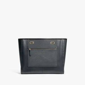 The Seville Prima Shell - Nappa & Saffiano Leather - Dark Grey / Gold / Black