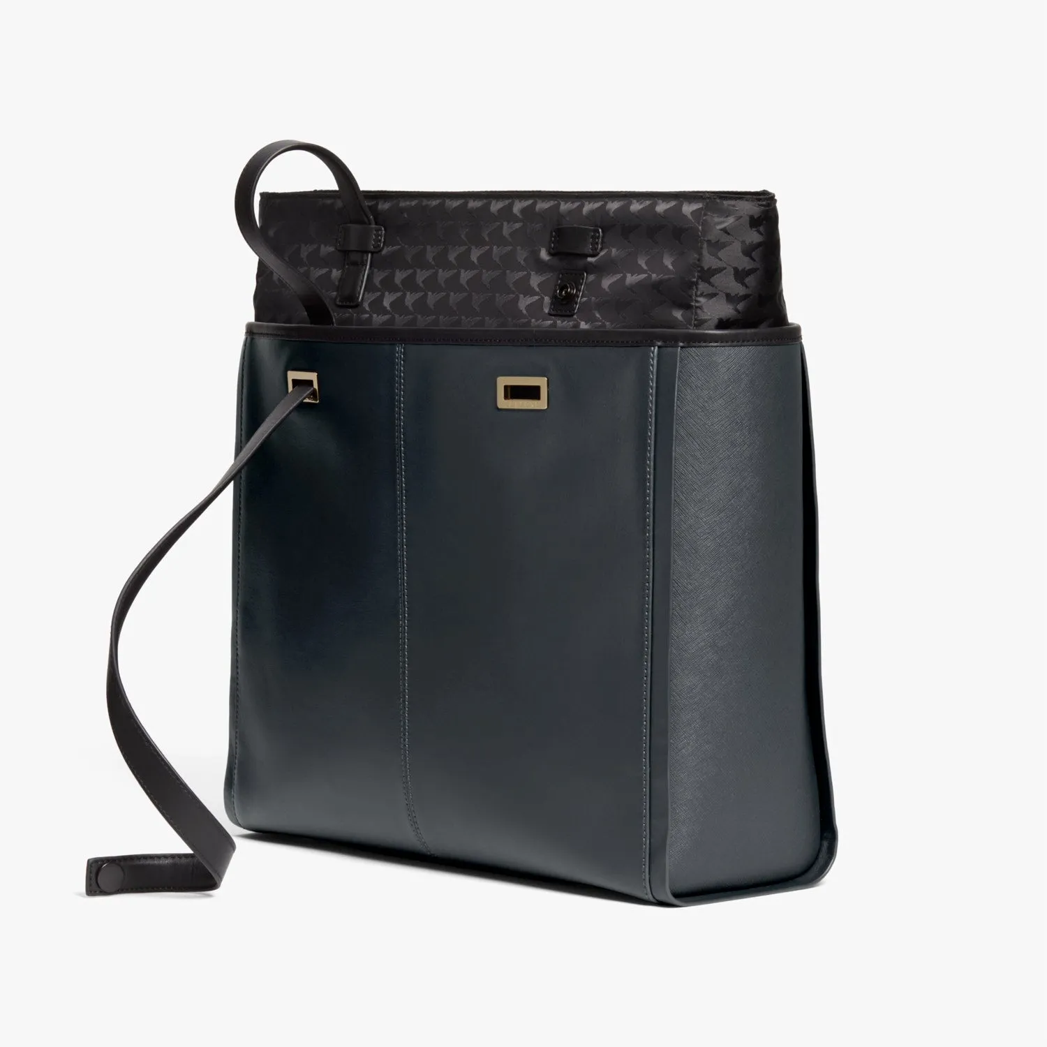 The Seville Prima Tote - Nappa & Saffiano Leather - Dark Grey / Gold / Grey