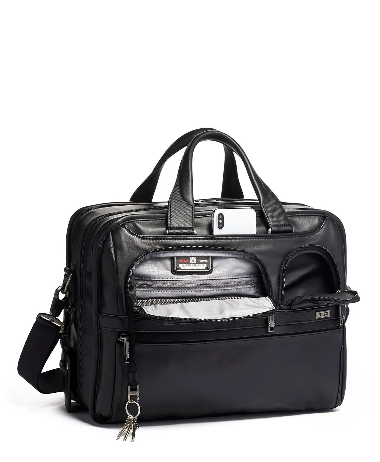 Tumi Expandable Organizer Laptop Brief, Black Leather