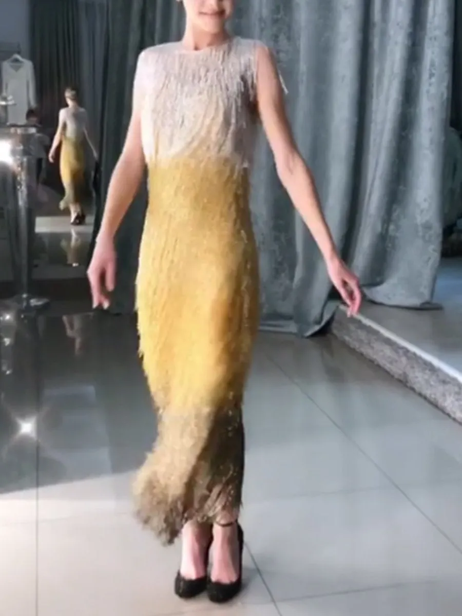 (Video) Elegant Fringed Bodycon Evening Dersses